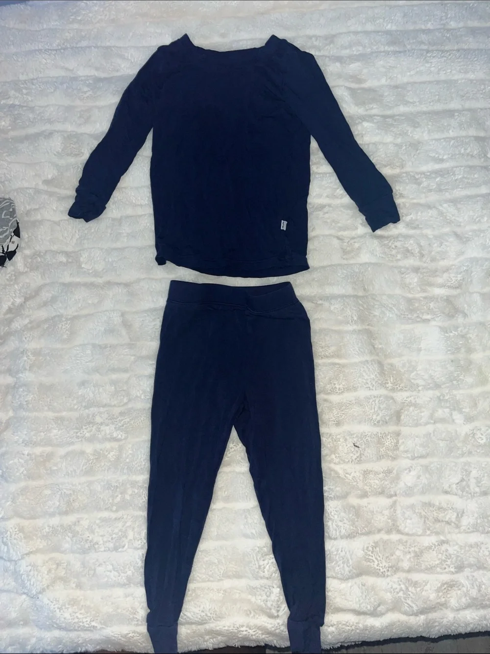 Navy Two-Piece Lounge Set - Long Sleeve Top & Jogger Pants